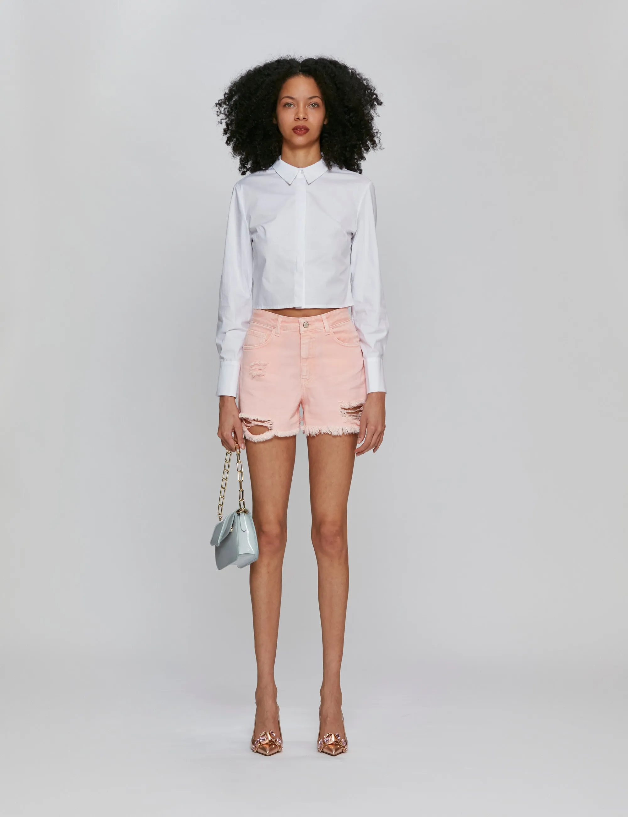 shorts denim cotone rosa