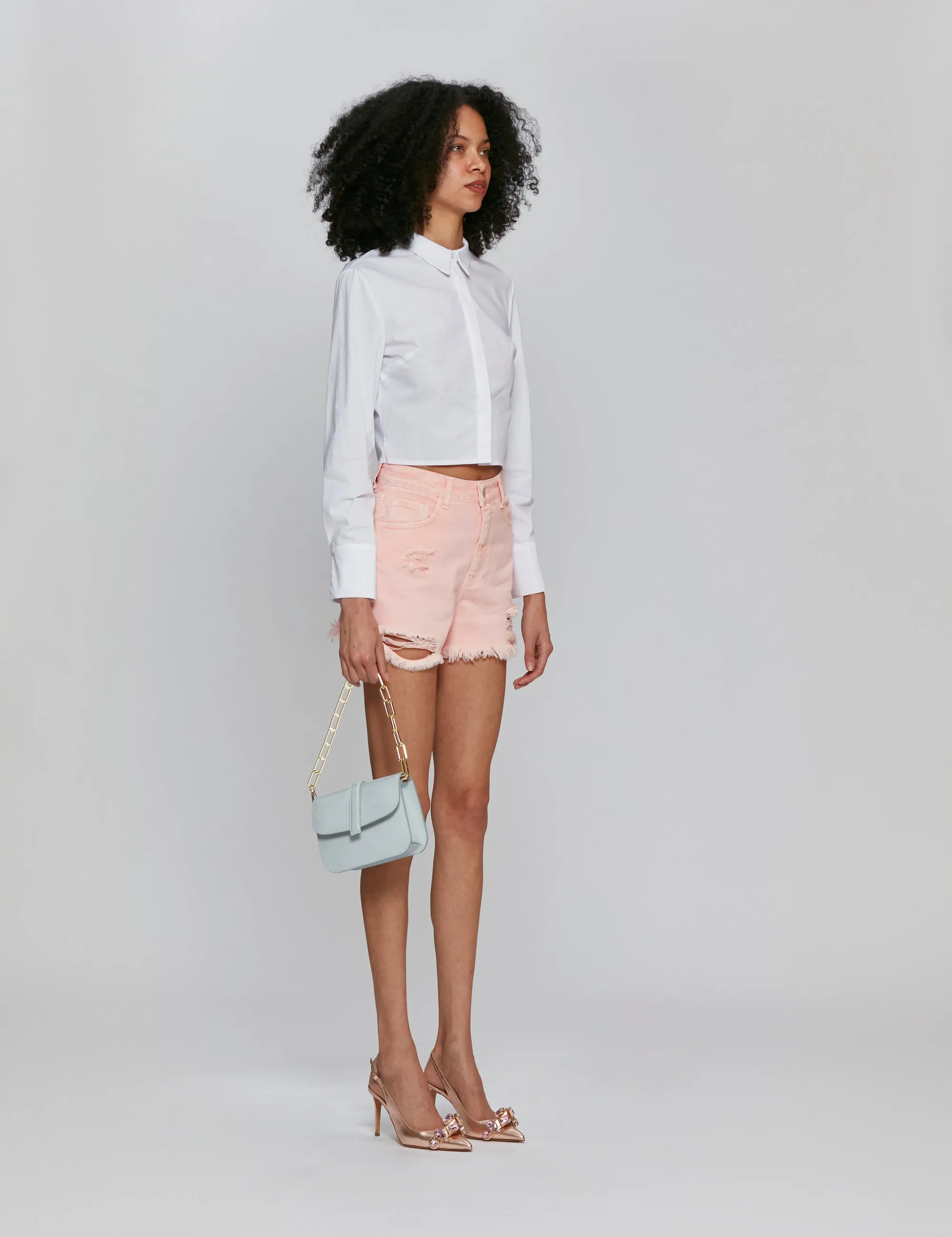 shorts denim cotone rosa