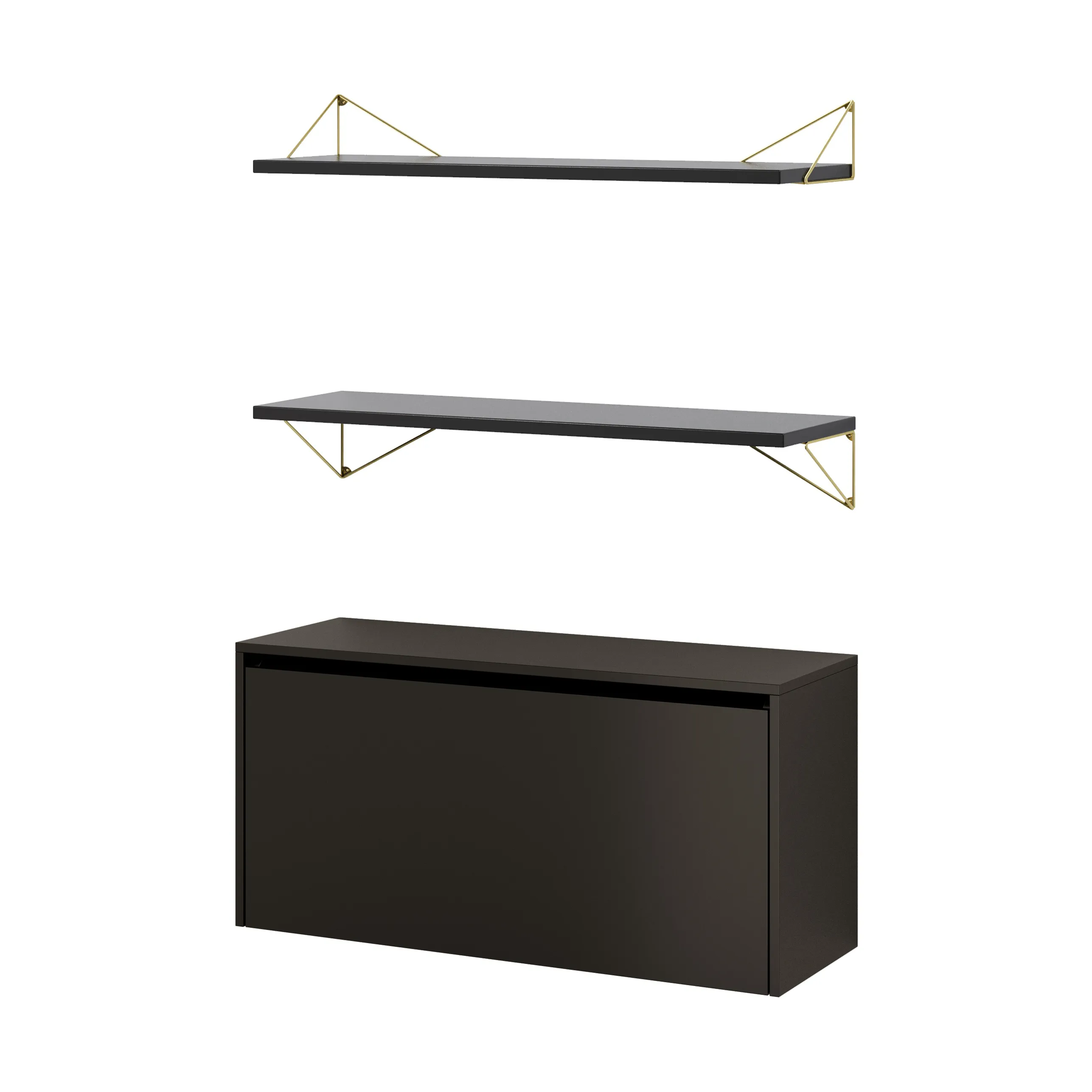 Sistema di scaffalature Pythagoras Bundle F nero-ottone.iq{font-size:18px}