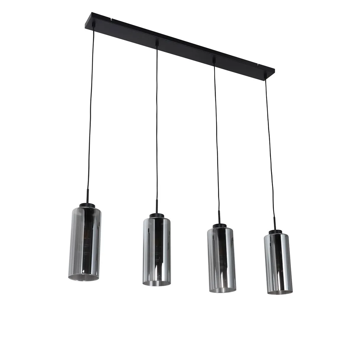 Smart hanglamp zwart met smoke glas 4-lichts incl. 4 Wifi ST64 - Laura