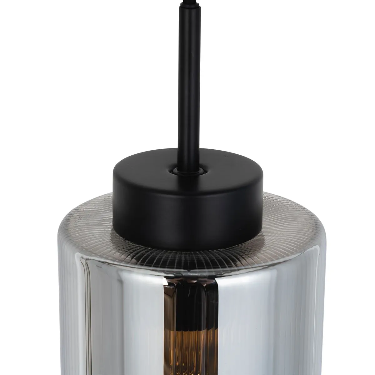 Smart hanglamp zwart met smoke glas 4-lichts incl. 4 Wifi ST64 - Laura