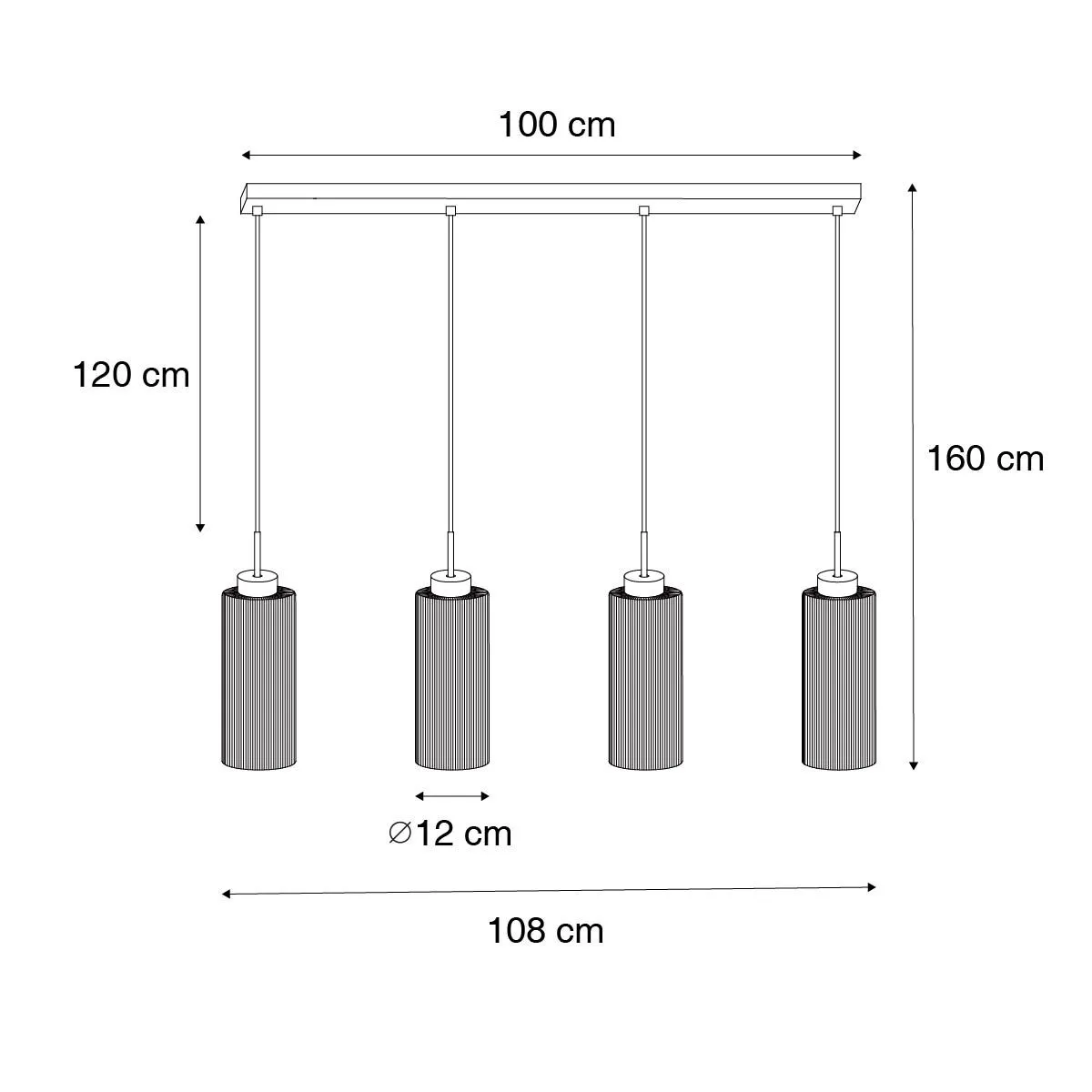 Smart hanglamp zwart met smoke glas 4-lichts incl. 4 Wifi ST64 - Laura