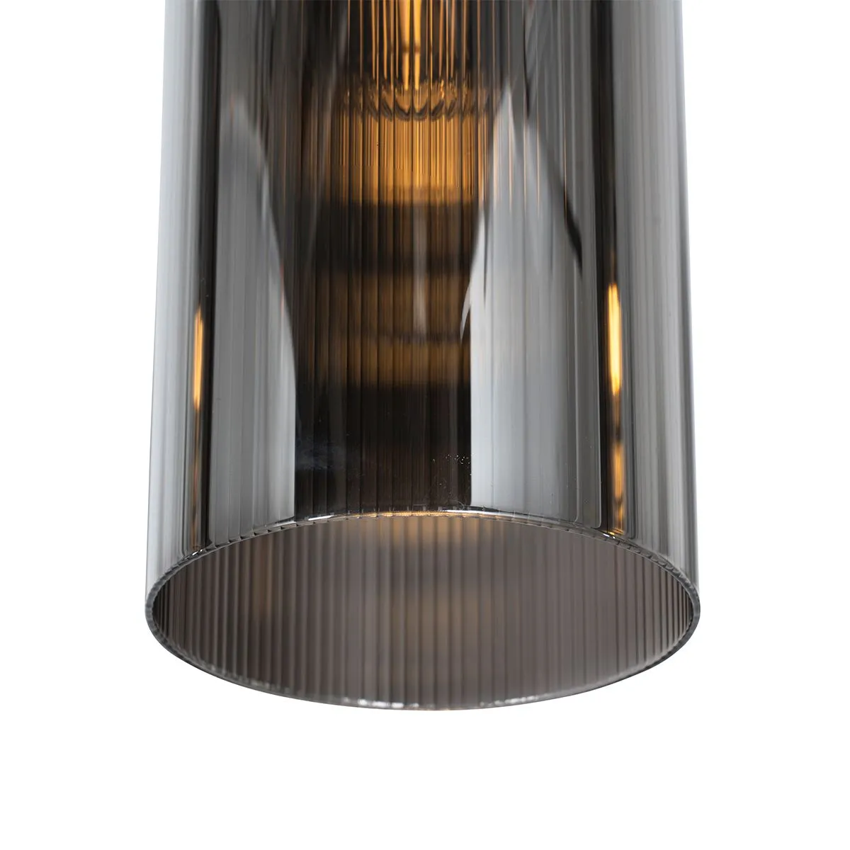 Smart hanglamp zwart met smoke glas 4-lichts incl. 4 Wifi ST64 - Laura