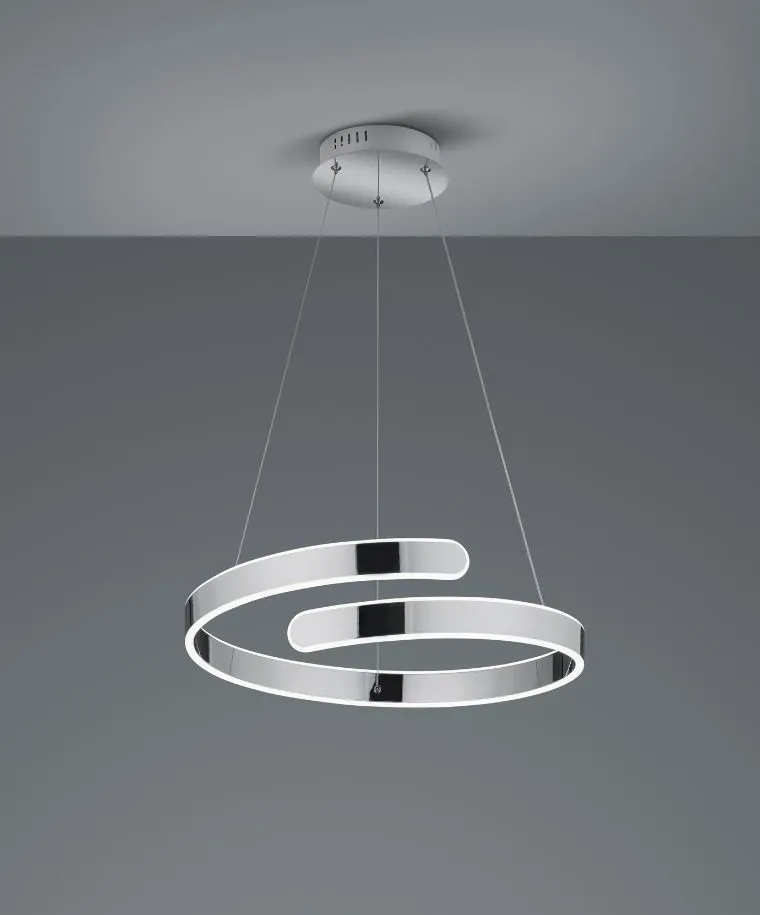Sospensione A Spirale Led 45w 4000k Switch Dimmer Parma Cromo Trio Lighting