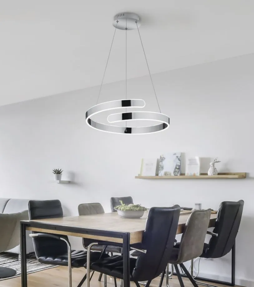 Sospensione A Spirale Led 45w 4000k Switch Dimmer Parma Cromo Trio Lighting