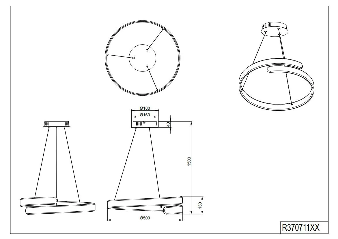 Sospensione A Spirale Led 45w 4000k Switch Dimmer Parma Cromo Trio Lighting