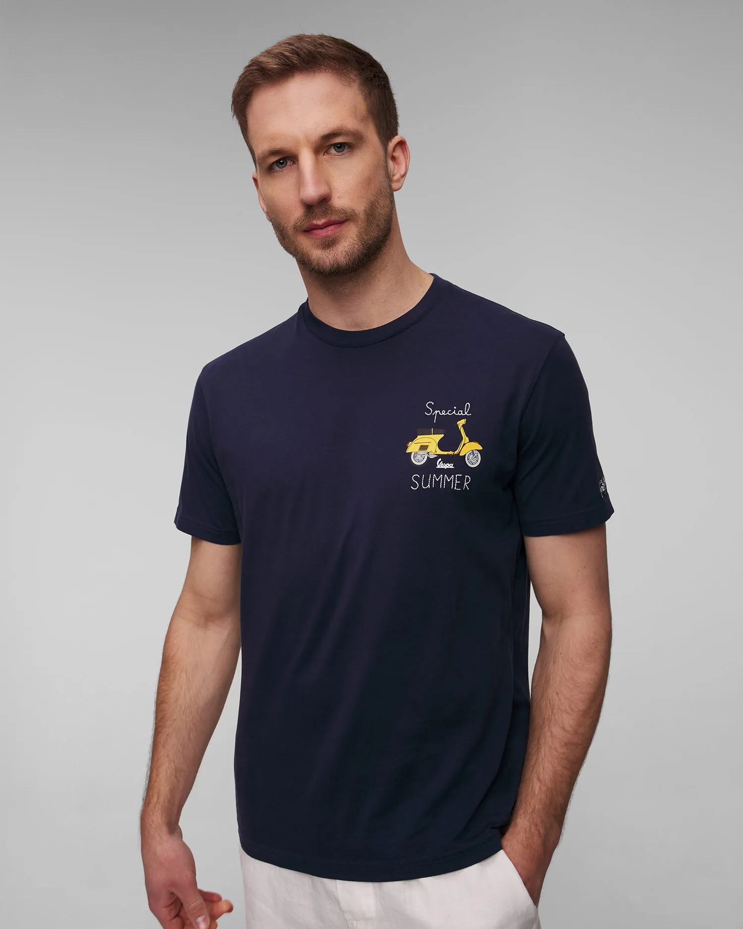 T-shirt blu scuro da uomo MC2 Saint Barth TSHM001-03122f