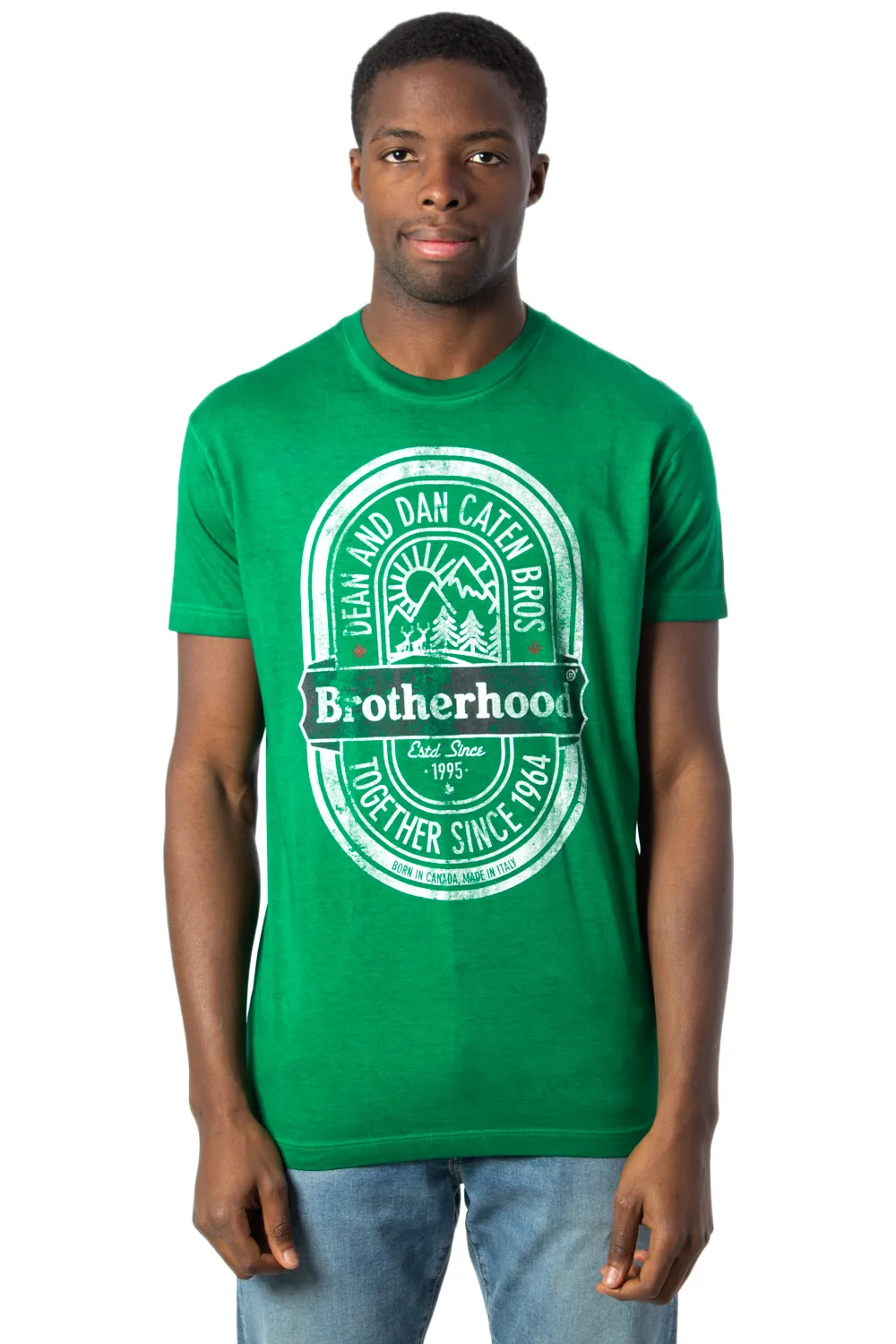 T-shirt Dsquared2 stampa brotherhood Verde