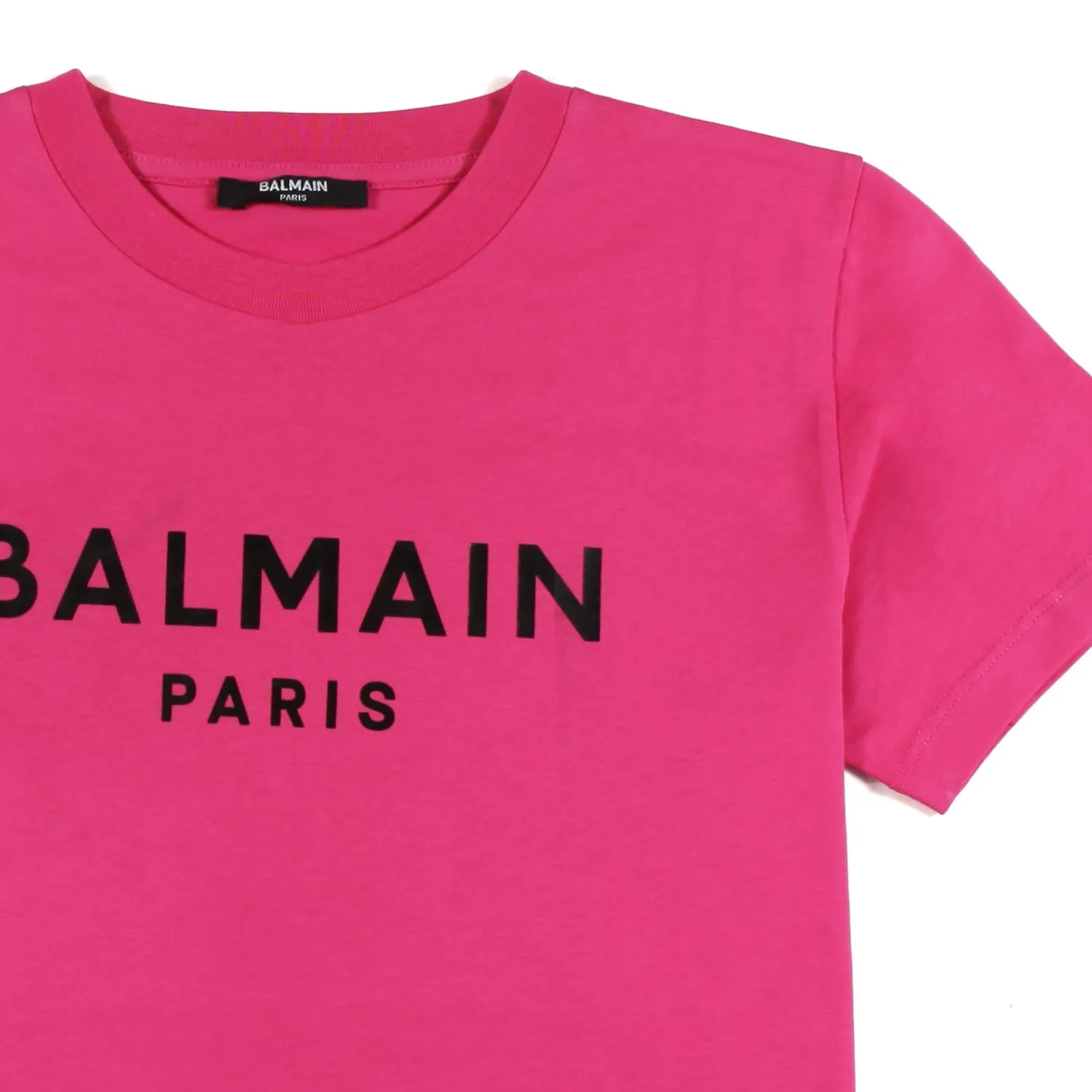 T-Shirt Fucsia Con Logo Nero Bambina