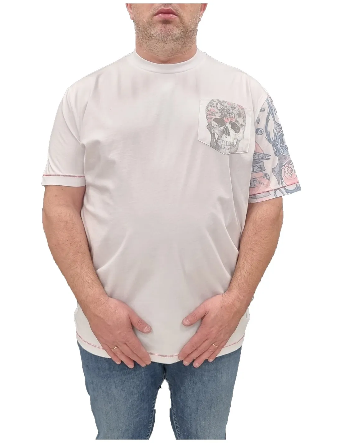 T-shirt teschio e taschino 29954