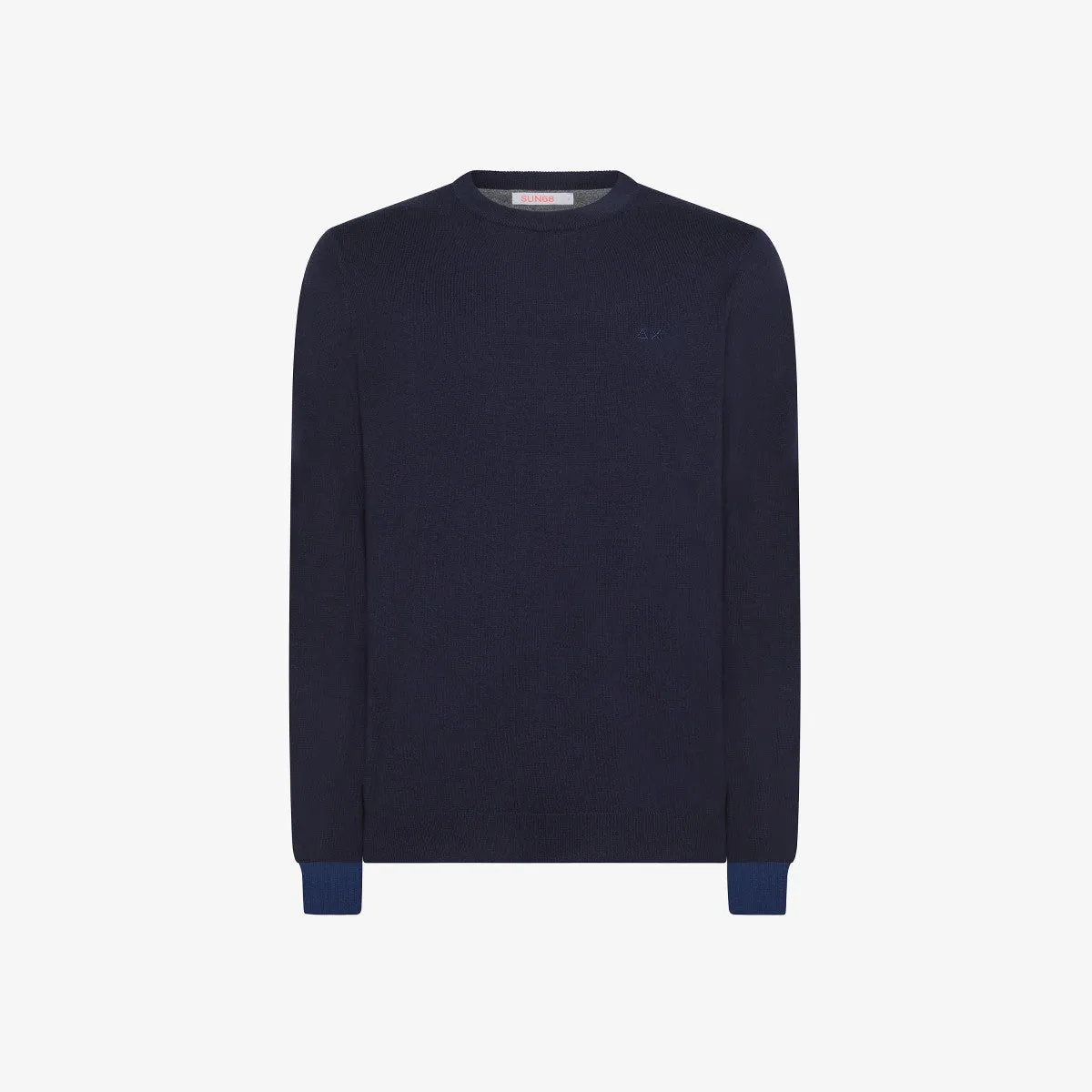 T-shirt with contrasting cuffs and patches / Blue