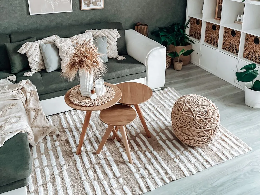 Tappeto in cotone 120 x 180 cm beige AHIRLI
