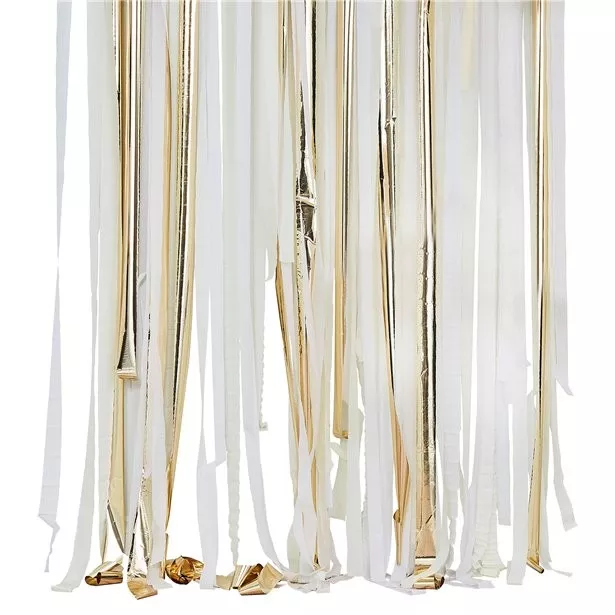 Tenda con frange fai-da-te oro e bianco