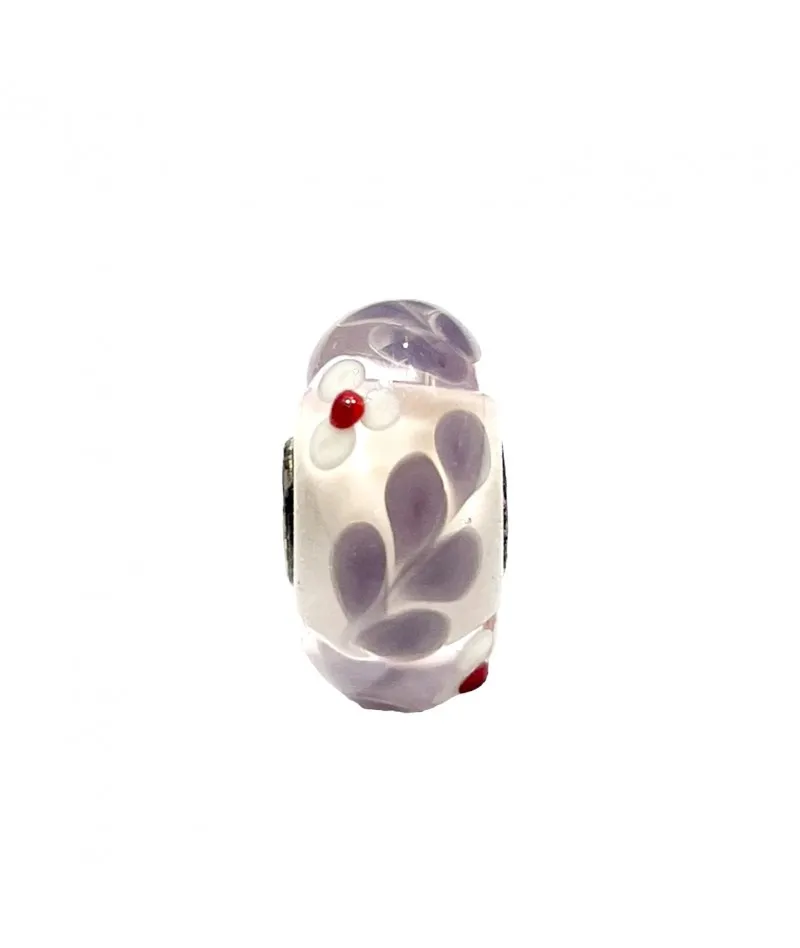 Trollbeads - Beads Unico Bianco e Viola con Fiori