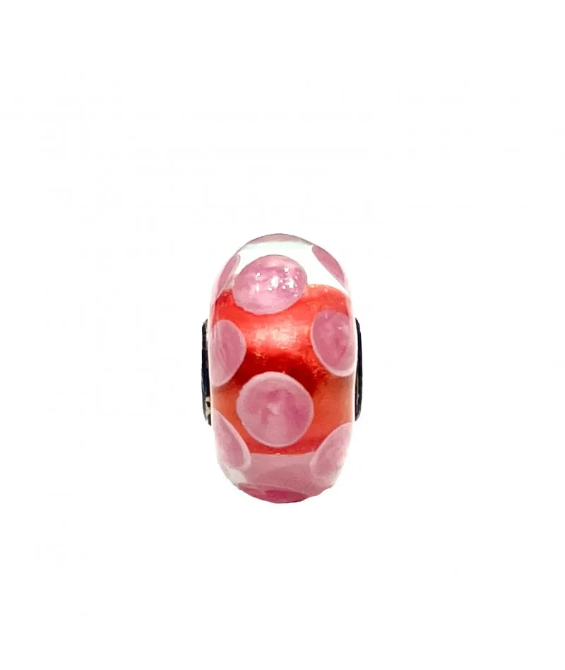 Trollbeads - Beads Unico Rosso con Pois Rosa