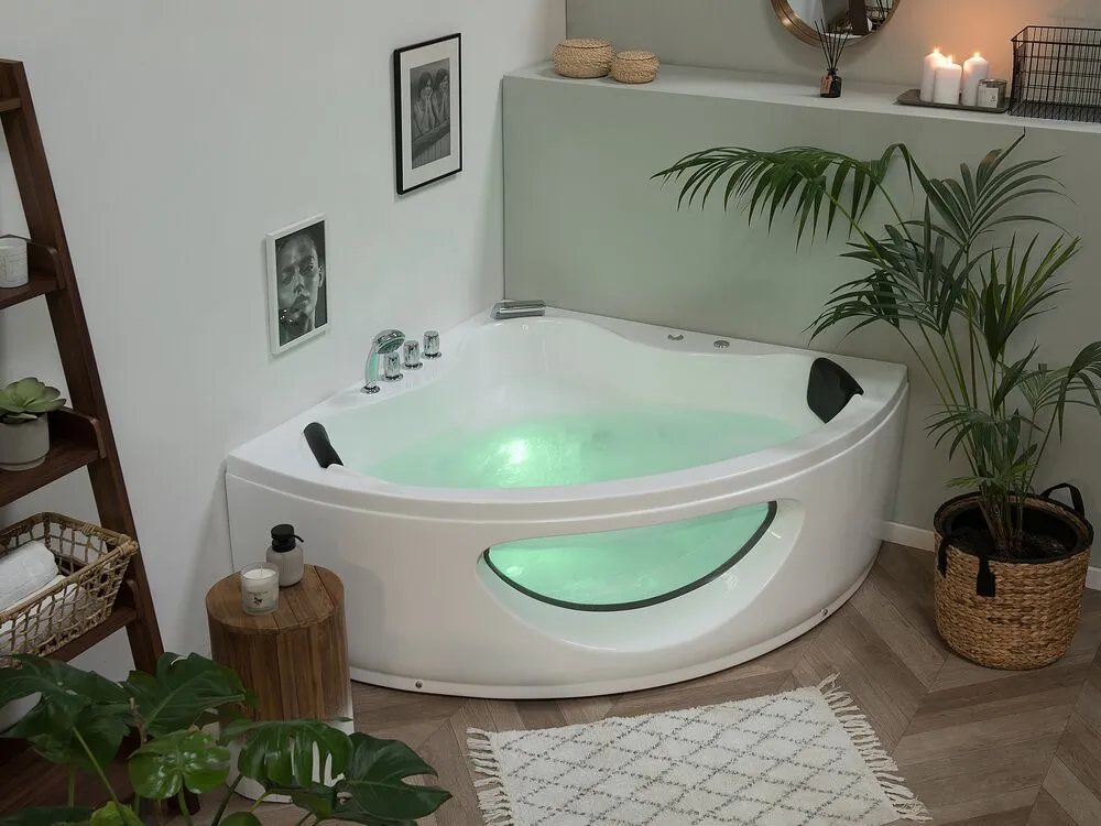 Vasca idromassaggio angolare bianca LED 190 x 138 cm TOCOA