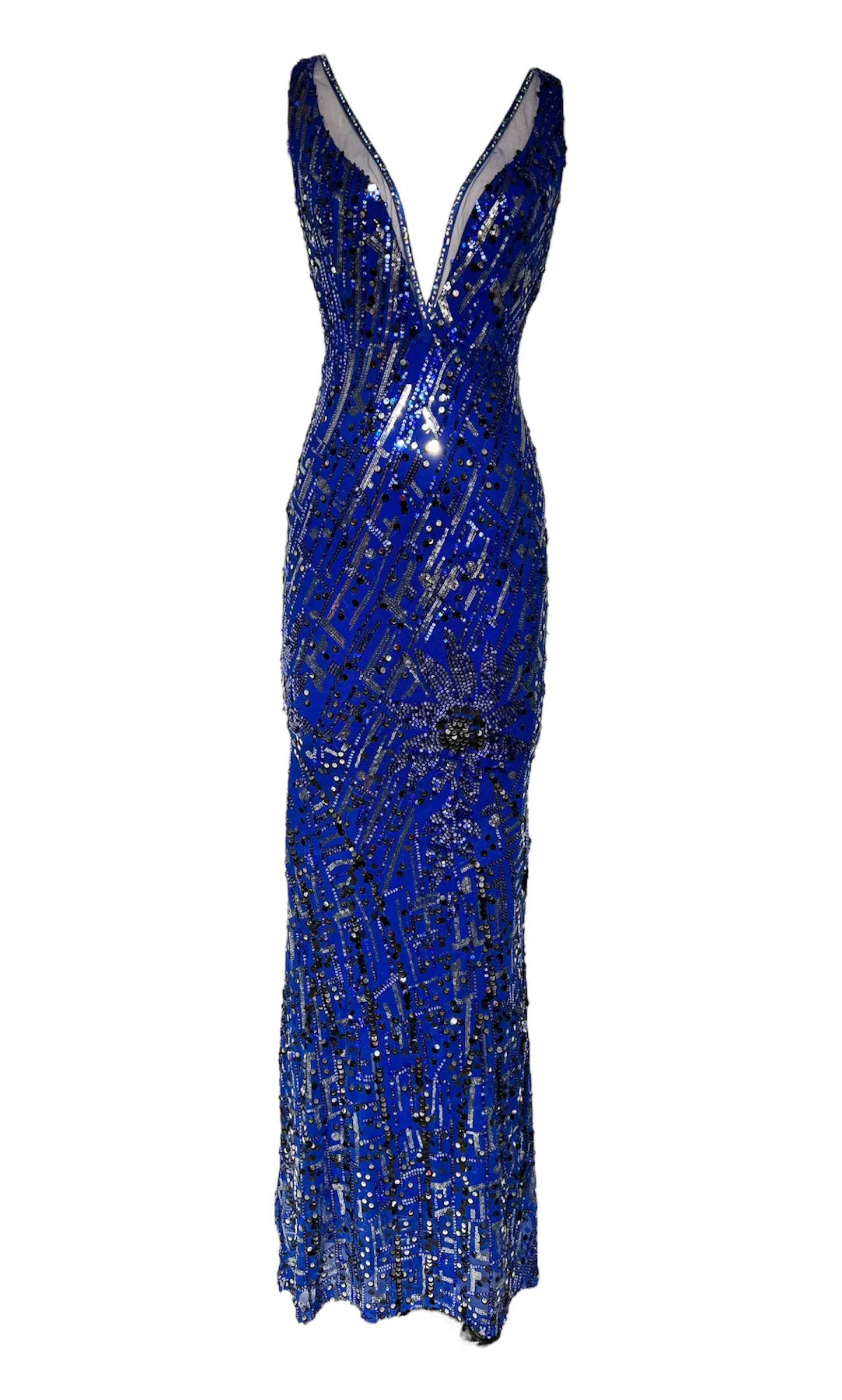 Vestito donna paillettes 512126 blu royal