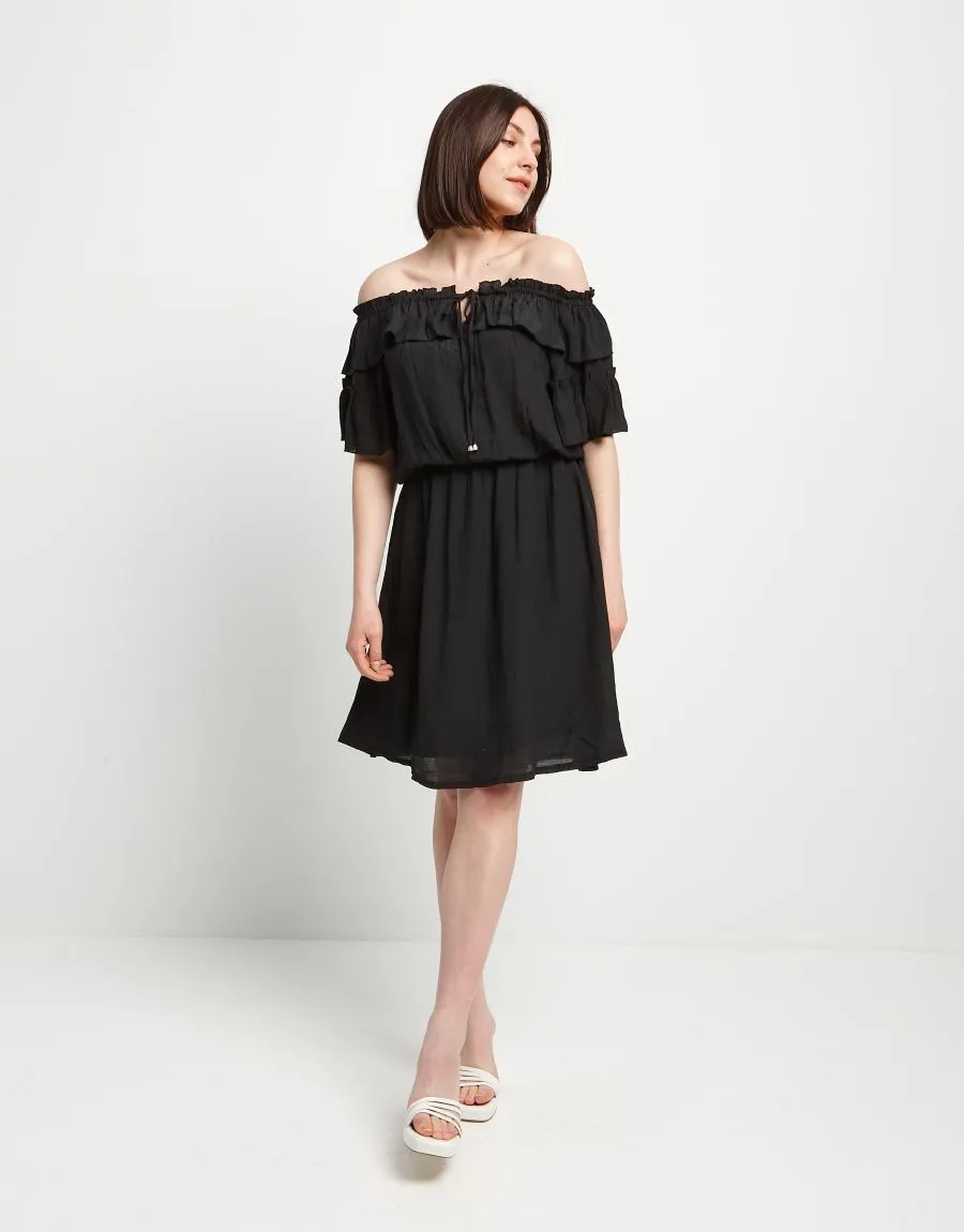 Vestito in viscosa con elastico sulle spalle