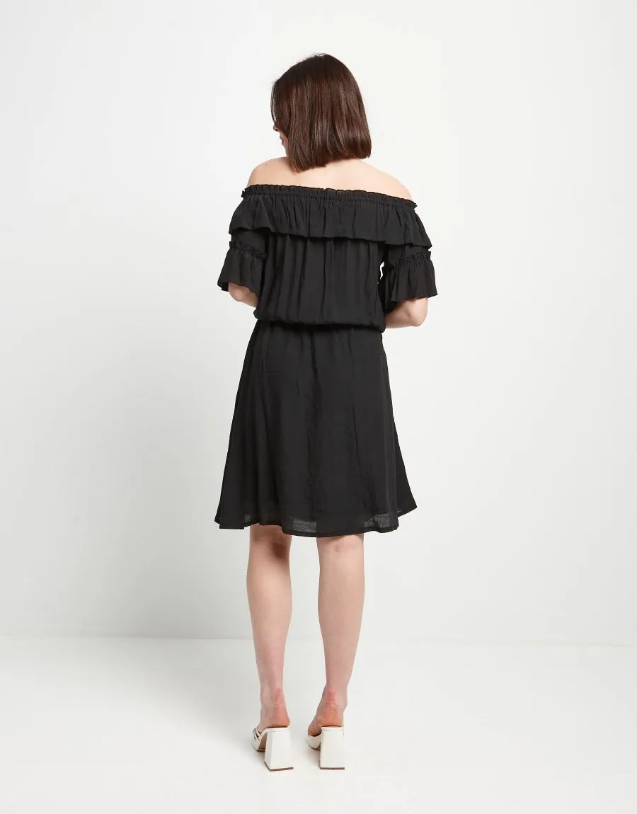 Vestito in viscosa con elastico sulle spalle