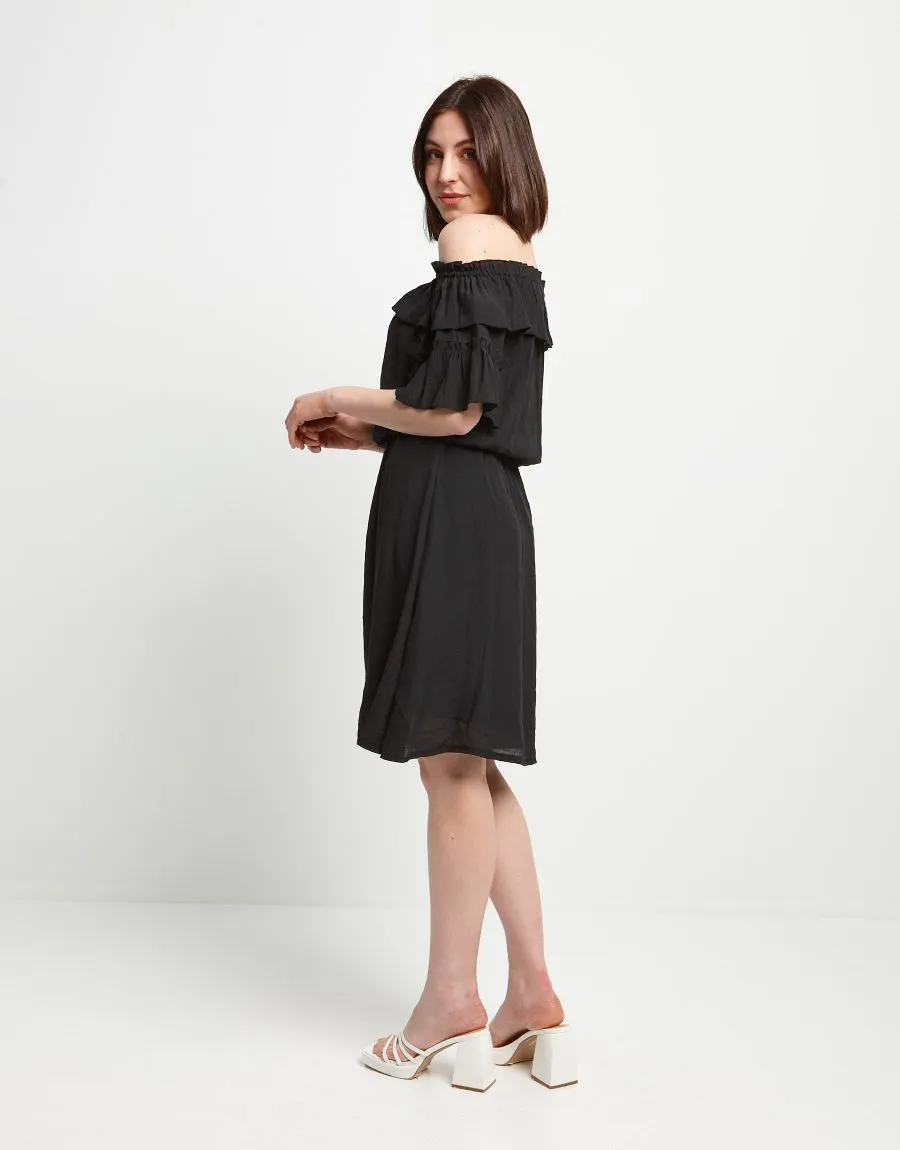 Vestito in viscosa con elastico sulle spalle