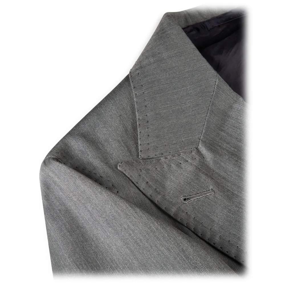 Viola Milano - Abito Doppiopetto Semifoderato Loro Piana - Mare Solaro - Handmade in Italy - Luxury Exclusive Collection